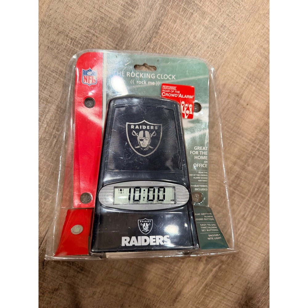 Vintage Oakland Raiders NFL Rocking Alarm Clock NOS Sealed Early 2000s